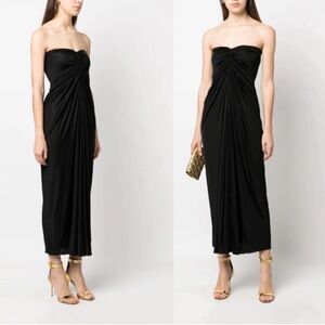 Saint Laurent gathered-detailing strapless dress